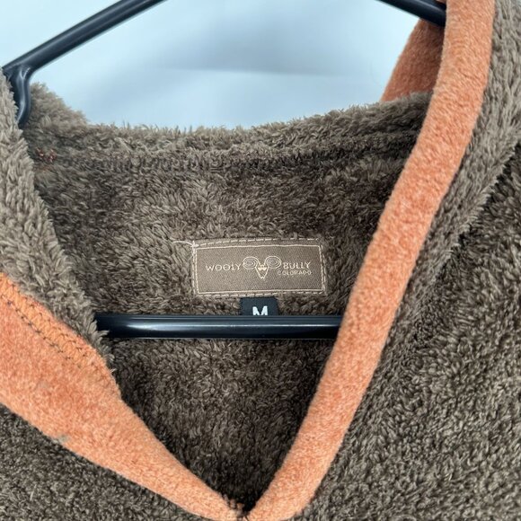 Wooly Bully Fuzzy Fleece Hoodie Brown and Orange Size Medium - Picture 3 of 7